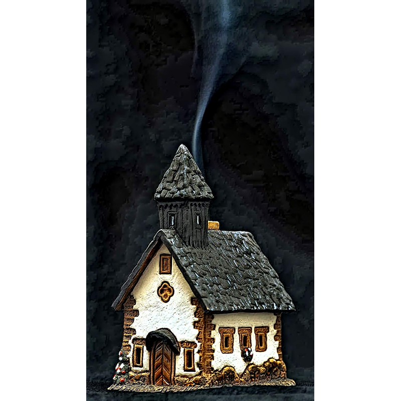 Midene Ceramic Smoker House, Handmade, Artistic Miniature, Chapel in Tyrol,