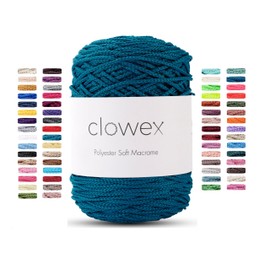 Clowex Polyester Soft Macrame Cord 2.5-3mm, 191 Yards x 1/9 inc Turkish Polyester Rope, Braided Macrame Yarn for DIY Crafts, Plant Hanger, Wall Hanging, Macrame Bag
