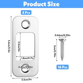 TIESOME 4Pack Deadbolt Strike Plate Door Backplate, 1" X 2-1/4"Round Corner Deadbolt Strike Plate Door Strike Plate with 8 Screws