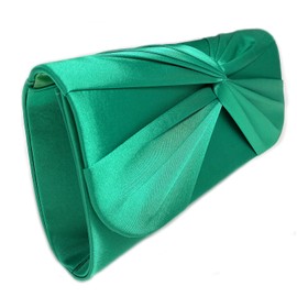 LeahWard Women's Satin Large Bow Clutch Bag Wedding Holiday Party Soft Handbag (L.Green)