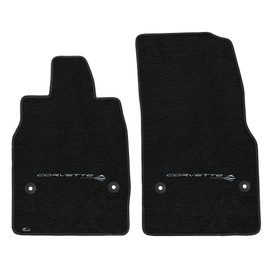 Lloyd Mats Custom-Fit Carpeted Floor Mats Premium Luxury Car Floor Liners for Corvette C8 2020-ON Coupe & Convertible (Charcoal, 2PC (Combo Logo) - Corvette Stingray)