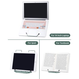 Honagu Book Stand for Reading, Adjustable Reading Rest Book Holder, Documents Holder, Sturdy Typing Stand for Recipes Textbooks Tablet Music Books (Morandi Green)