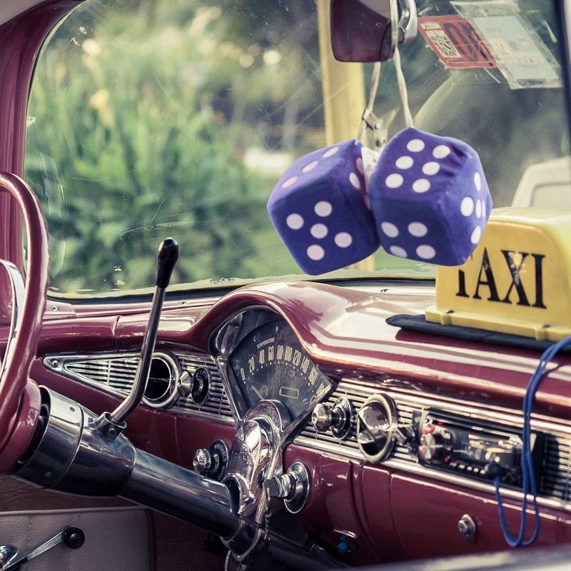 Zento Deals Pair of Hanging Black Dots Fuzzy Dices Nostalgic