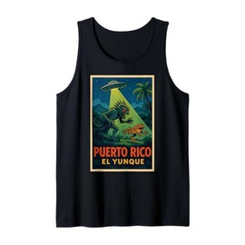 Puerto Rico El Yunque Chupacabra UFO Coquí Frog Vintage Post Tank Top