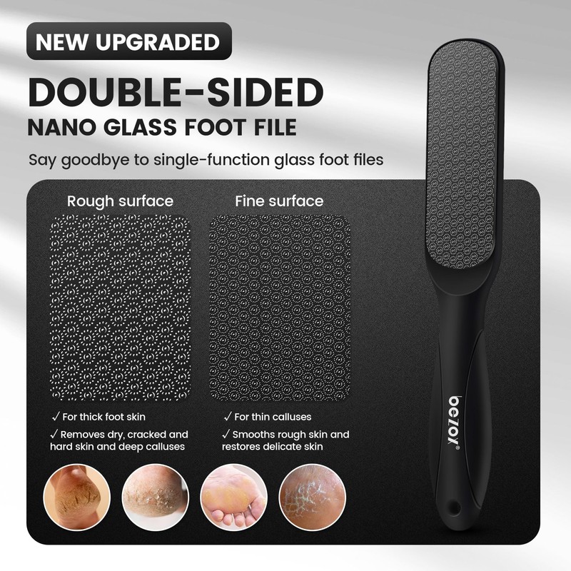 BEZOX Double-Sided Glass Foot File Callus Remover(1 PCS), Foot Scrubber