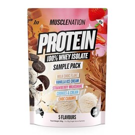 Muscle Nation Variety Pack - 5 x 33g Multiple Flavours Whey Isolate Single Serve Sachets (Perfect for Breakfast, Shakes, Smoothies or Ninja Creami Recipes)