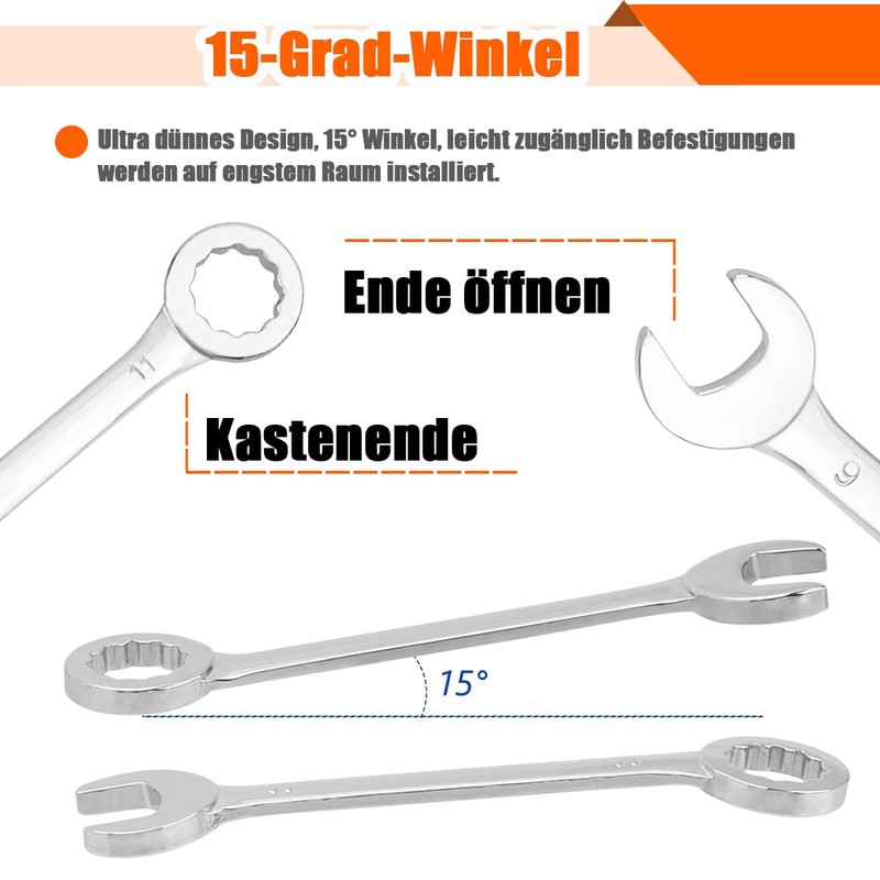 HaoTrade 10 Piece Ratchet Wrench Set, 4-11 mm Combination Spanner