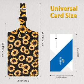 Travelambo Luggage Tags for Suitcases Faux Leather Privacy Protection 2 Pack Bag Tags Travel Accessories Essential, Sunflower