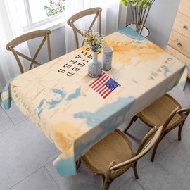 LoLo UoUo United States Flag Table Cloth The Flag of USA on The World Map Outdoor Tablecloth Rectangle Decorations for Party Picnic Dinner Deco 60x84 Inch