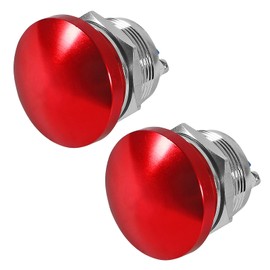 2PCS 22MM Red Mushroom Head Push Button Switch Momentary Push Button Waterproof 12V 24V 36 DC 110V 250V AC 5A SPST