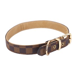 Dog Collar Durable Soft Stylish Plaid Pattern Dog Collar Adjustable Pet Collar with Metal Buckle for Outdoors