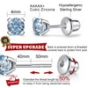 925 Sterling Silver Earrings Stud with Screwback Cubic Zirconia for