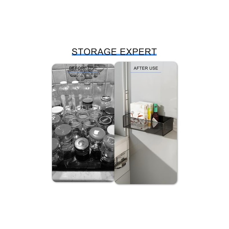 Joyan Magnetic Shelf, Kitchen Organiser, Black Spice Rack, Magnetic, Space-Saving