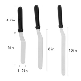 Caishun 3pcs Baking Offset Spatula 6in 8in 10in Blade Plastic Handle Straight Stainless Steel Buttercream Baking Spatula Release Cutter Frosting For Cakes Desserts