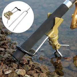 Alomejor Fishing Rod Holder Adjustable Rod Rack Removable Aluminium Alloy Fishing Rod Base Holder (Khaki)