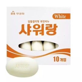 Mugunghwa 때비누 샤워랑비누10개입 세수비누 무궁화때비누 무궁화 샤워비누 Mugunghwa Soap Set of 10, Face and Body Wash, Facial Cleansing Bar, Shower Bar
