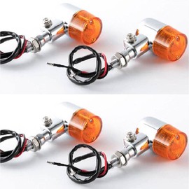 【Life Design Johnson.77】Bike Turn Signal Lights, Cylindrical Classic Type, European Turn Signal, High Brightness, 4-Piece Set, CB, Hawk, with Bracket, Wiring Included, Compatible with Monkey, General