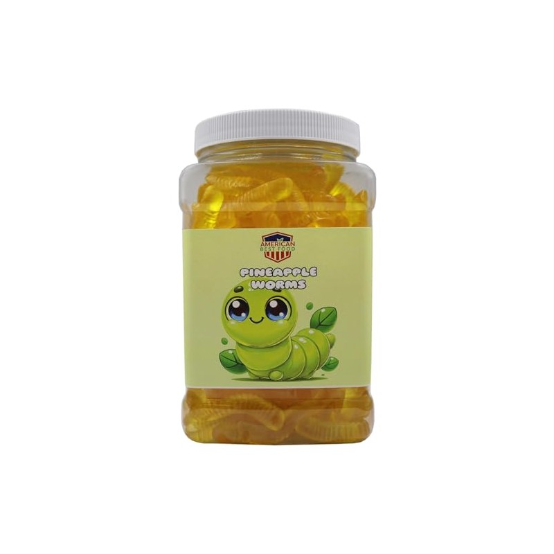Gummy Worms Jar, (Pineapple Flavor 3 Pound)