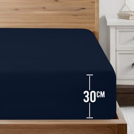 Utopia Bedding King Fitted Sheet, Navy - 12 Inch (30cm) Deep - Easy Care - Soft Brushed Microfibre Fabric - Shrinkage and Fade Resistant - Bottom Sheet