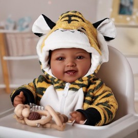 BABESIDE Black Baby Dolls, 17Inch Soft Body Realistic Baby Doll Cute Smiling Real Life Baby Dolls with Bunny Clothes and Accessories for 3+ Year Old Girls Cuddling, Playing&Collection