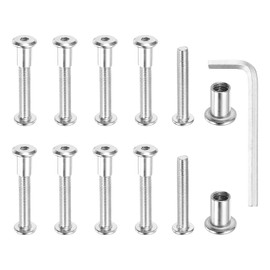 sourcing map Hex Drive Socket Cap Bolt, 5 Set Binding Screw Posts Fit for 3/8"(8mm) Hole Dia Male M8 x 45mm Carbon Steel Binding Bolts with Hex Wrench for Leather Scrapbook Furniture