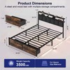 Queen Bed Frame with Storage Drawers, Upholstered Headboard with LED