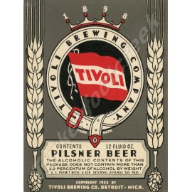 Tivoli Pilsner Beer Label Detroit,Mi 9" x 12" Metal Sign