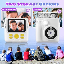 Kids Camera- Instant Print Camera 1080P 2.4 Inch Screen Digital Video Camcorder Camera with 16X Digital Zoom, 32GB TF Card & Colour Pen Included for Girls & Boys Gifts