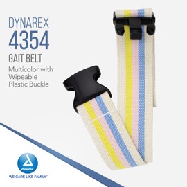 Dynarex Standard Gait Belt Provides Secure Hold for Physical Therapy, Transfers, Lifts, or Supported Walking, Plastic Buckle, Multi-Color, 1 Belt