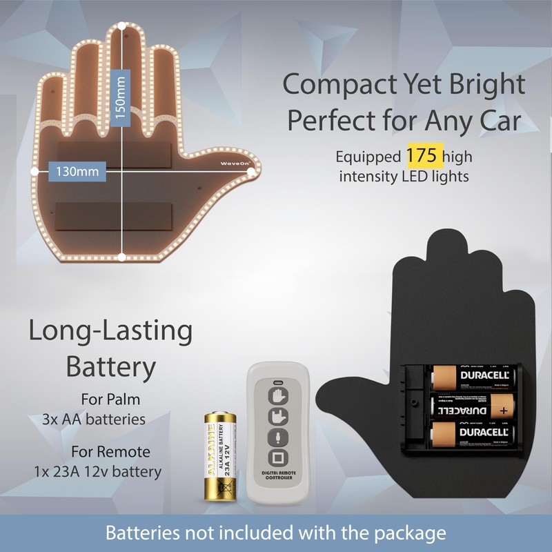 WaveOn Pro Fun Finger Car Light with Remote | Glogesture