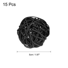 sourcing map 15 Pcs Wicker Rattan Balls, 2inch Wood Decorative Balls Vase Fillers for Centerpiece Bowl Orbs Fillers Tree Wedding Home Decor, Black