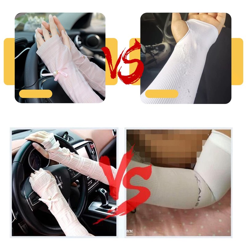 Doyime Women's Gloves, Arm Cover, Long Gloves, Thin, Fingerless, UV