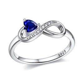 925 Sterling Silber Unendlichkeit Herz Saphir Ring für Damen, Weihnachten Ringe Verlobungsring Hochzeitsring für Mutter Frauen,Ringgröße 62(19.7)