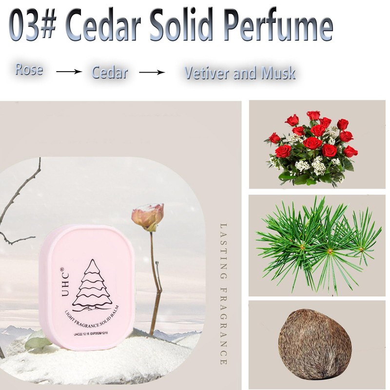 3PCS Solid Balms Solid Perfume Fressia Rose Cedar Solid Ointment