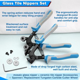 SPEEDWOX 2Pcs Mosaic Cutter Set Tile Nippers And Wheeled Ceramic Tile Cutter Glass Nippers Hand Glass Cutter For Stained Glass Precise Ceramic Tile Cutting Tool For Tile Ceramic Mosaic Stained Glass