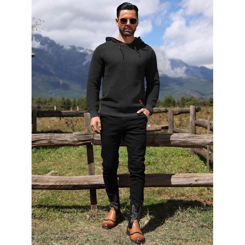 HYPESTFIT Men's 3D Fish Scale Form Fitting Muscle Knit Sweater