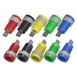 Cleqee 10PCS 4mm Banana Female Jack Panel Mount Socket Binding Post Adapters Five Colors for 4mm Banana Plug Connectors