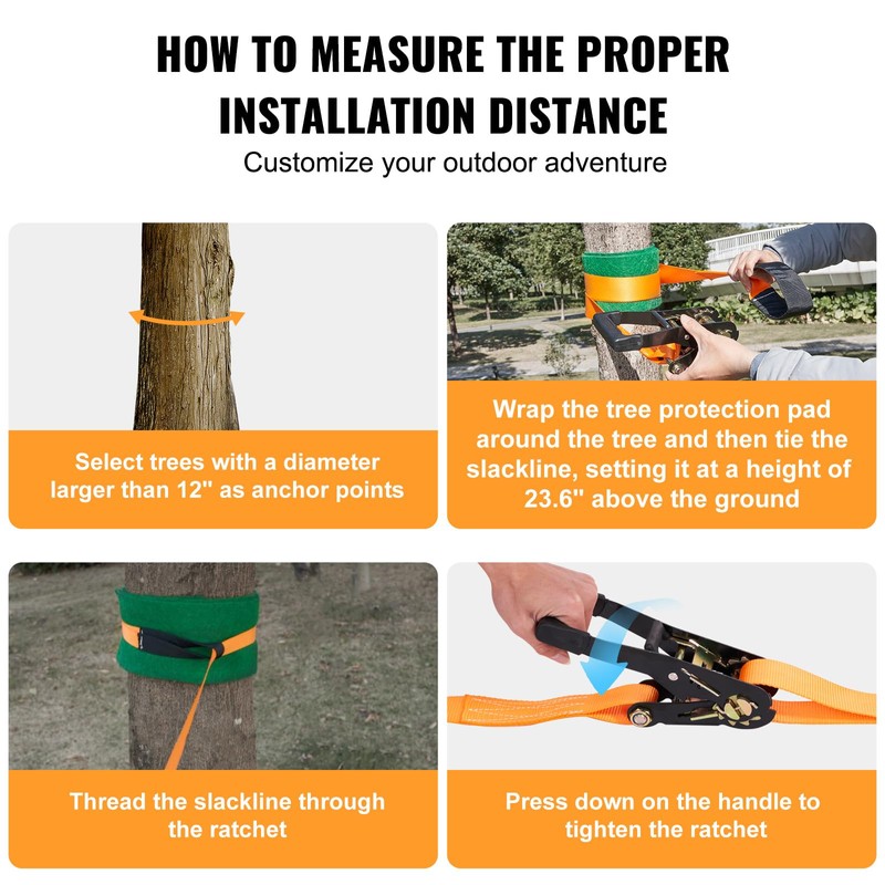 VEVOR Slackline Kit with Training Line, 60 ft Backyard Slack