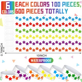 Teling 600 Pack Neon Star Wristbands Paper Wristbands for Events Adhesive Event Wristbands Arm Bands for Events Party Wristbands Bracelets for Birthday Wedding Neon Glow Party(Mixed Colors)