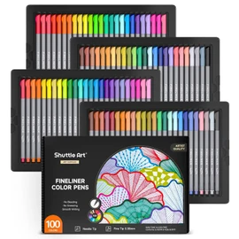 Shuttle Art Fineliner Pens, 100 Colors 0.38mm Fineliner Color Pen Set Fine Line Drawing Pen Fine Point Markers Perfect for Adult Coloring Books Drawing and Journal Art Projects