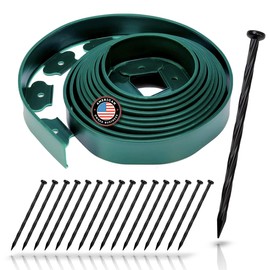 Instant Edging - Green 20ft Premium No Dig Yard Edging Kit for Landscaping and Flower Gardens (2" High) - Includes 18 Stakes