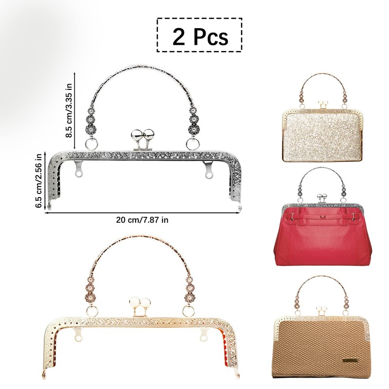 Metal Purse Frame, 2PCS Kiss Clasp Lock, Bag Clutch Frame