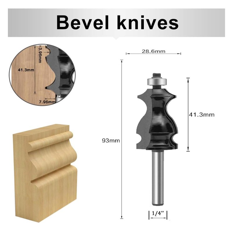 OLETBE Router Bit Tongue Groove Flooring Router Bit Set 1/4-Inch