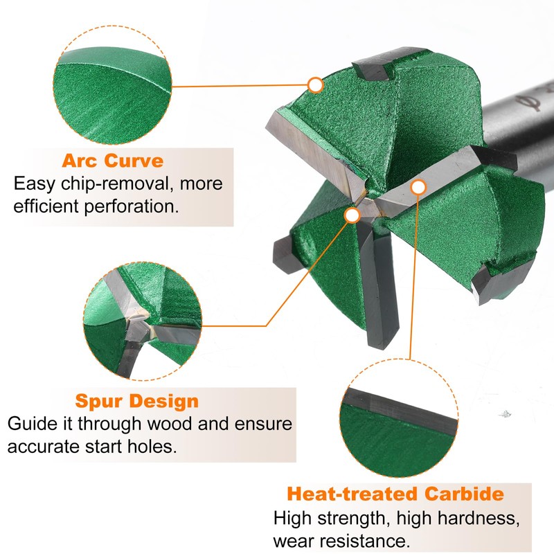 sourcing map 2pcs Forstner Drill Bits 1-1/4" (32mm) Carbide Upgraded