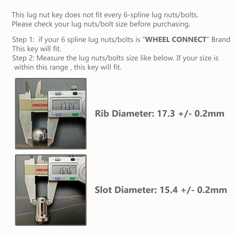 WHEEL CONNECT Lug Nuts Key for 6 Spline Drive Lug