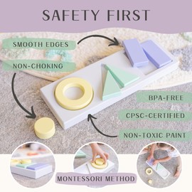 Montessori Wooden Toy Puzzle for Kids, Learning Toys for Toddlers 1-3 | Puzzles for Toddlers 2-4, Shapes Puzzle Sorter & Baby Toys 12-18 Months, Wooden Puzzles for Toddlers 1-3, Two-sided Kids Puzzles