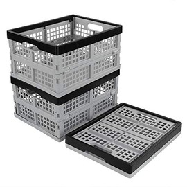 Cand Plastic Collapsible Container, 16 Quart Milk Crates, 13.5" x 10.3" x 7.2", 3 Packs
