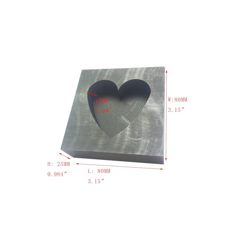 OTOOLWORLD Big Heart Graphite Casting Ingot Mold Metal Refining Scrap