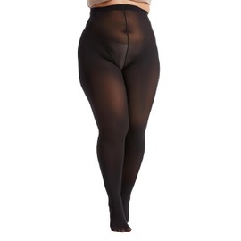 Frola Plus Size Tights for Women Semi Opaque Control Top High Waist Stockings 60 Denier Women's Pantyhose(3X-Langer,Black)
