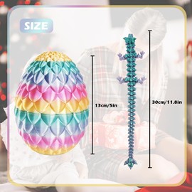 VABAO Easter Basket Stuffers 3D Printed Dragon with Crystal Dragon Egg, Dragon Full Articulated Fidget Toy for Home Office Decor, Car Decor, Executive Desk (Rainbow)